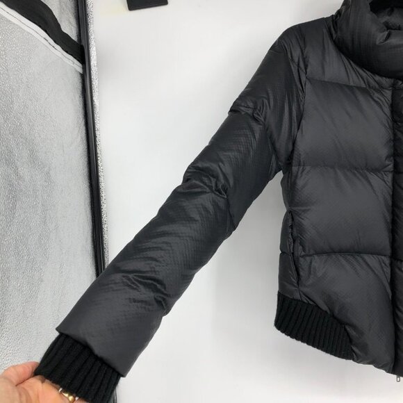Black Puffer Bomber Jacket size ~Small Zipper front GUC - Picture 5 of 15